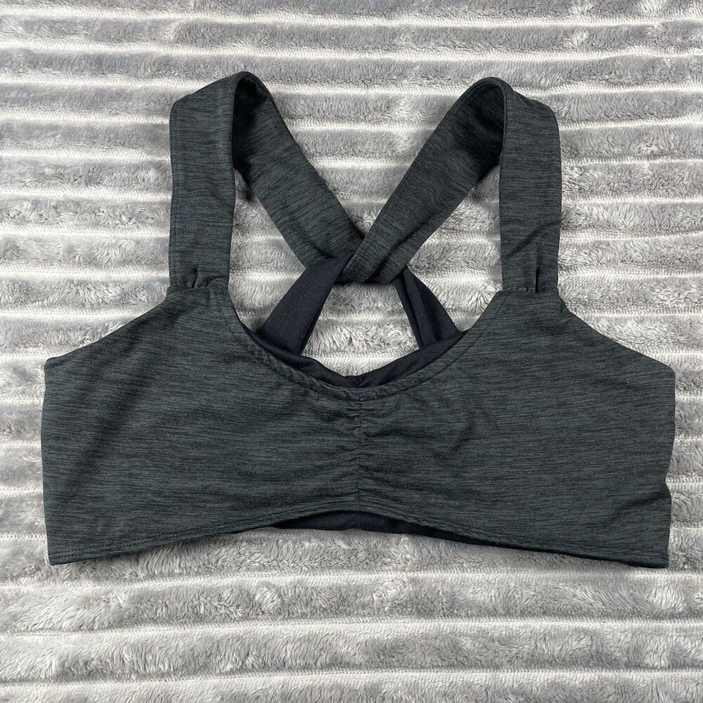 Free People Movement Zen Again Sports Bra Size Large Black Gray Athletic Cross